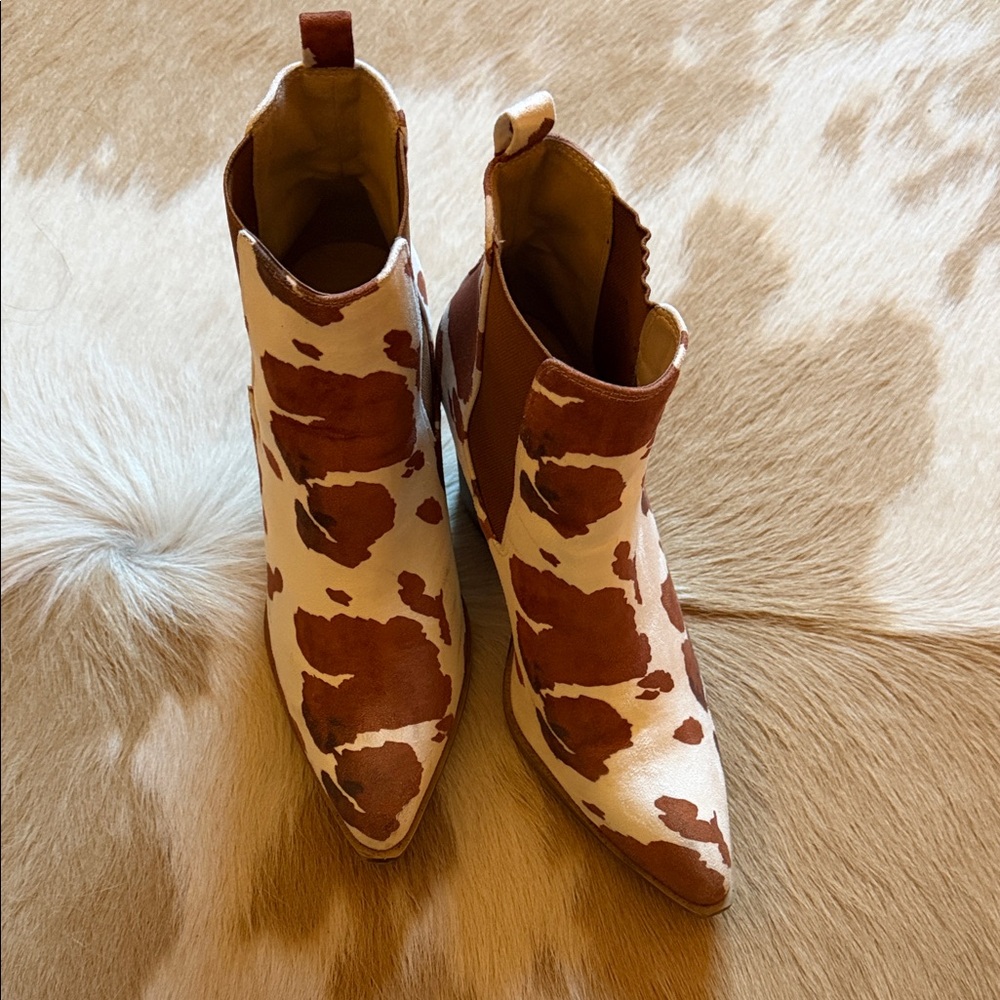 Cow Print Booties